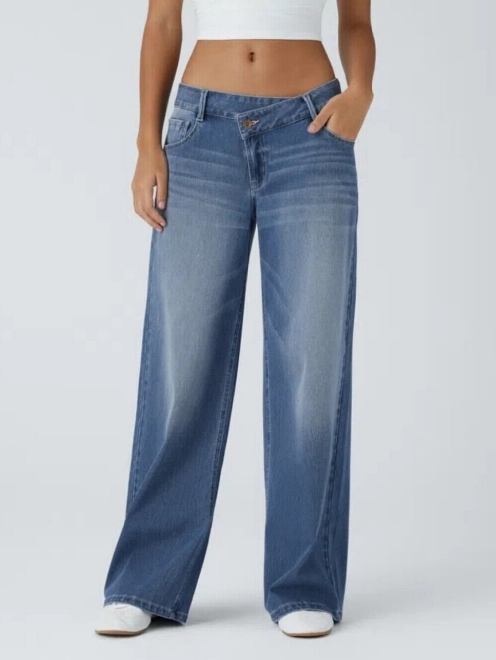 Halara Flex Asymmetric Low Rise Baggy Wide Leg Casual Jean M Tall (8-10)